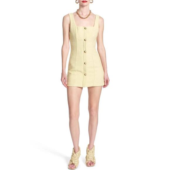 Corey Lynn Calter Dita Tweed Shift Mini Dress in Bamboo Yellow 1223CD415-P Med M - Picture 1 of 6